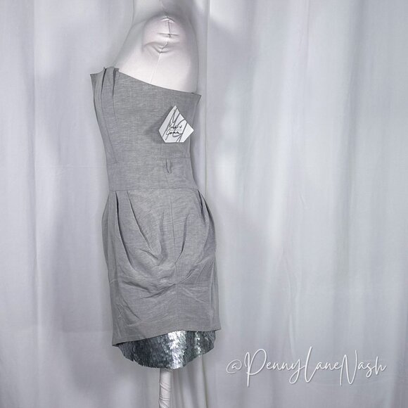 NWT Mack & James by Badgley Mischka Strapless Mini Dress Gray - Picture 5 of 12